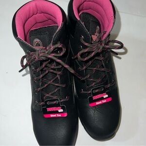New Brahma “Bevel” Black and Pink Women's Steel Toe boots size 9